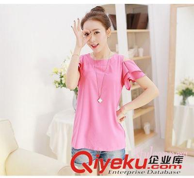 3.25夏款上新 2015夏季小清新露肩雪纺衫